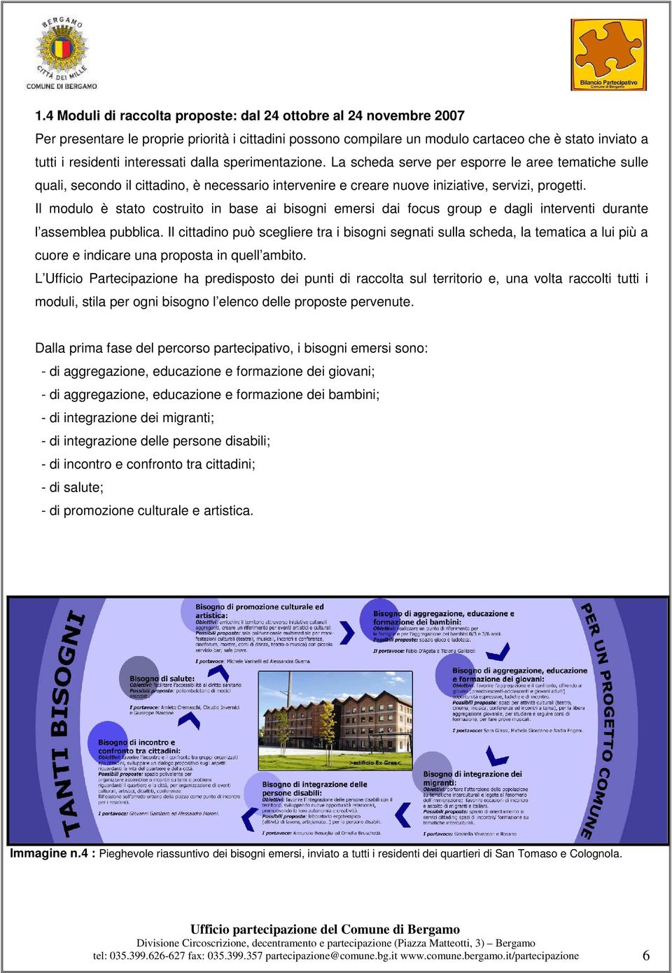 Il modulo è stato costruito in base ai bisogni emersi dai focus group e dagli interventi durante l assemblea pubblica.