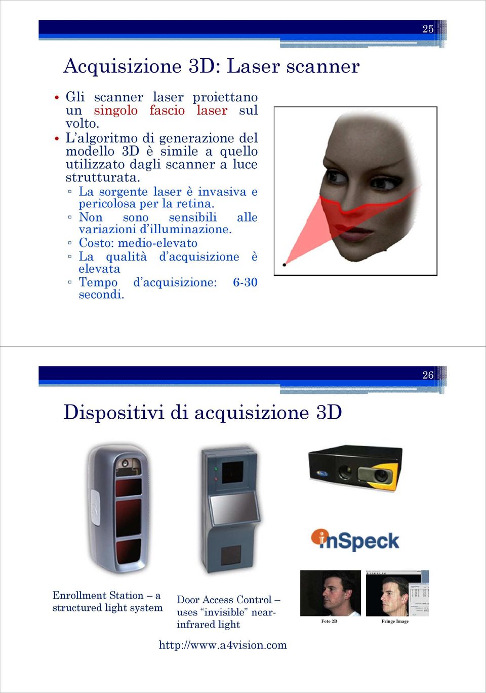 La sorgente laser è invasiva e pericolosa per la retina. Non sono sensibili alle variazioni d illuminazione.