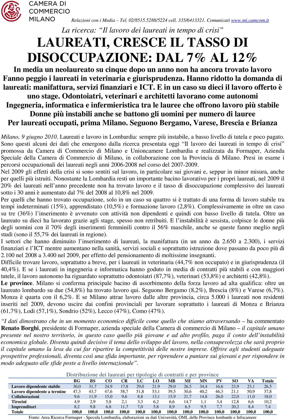 peggio i laureati in veterinaria e giurisprudenza. Hanno ridotto la domanda di laureati: manifattura, servizi finanziari e ICT. E in un caso su dieci il lavoro offerto è uno stage.