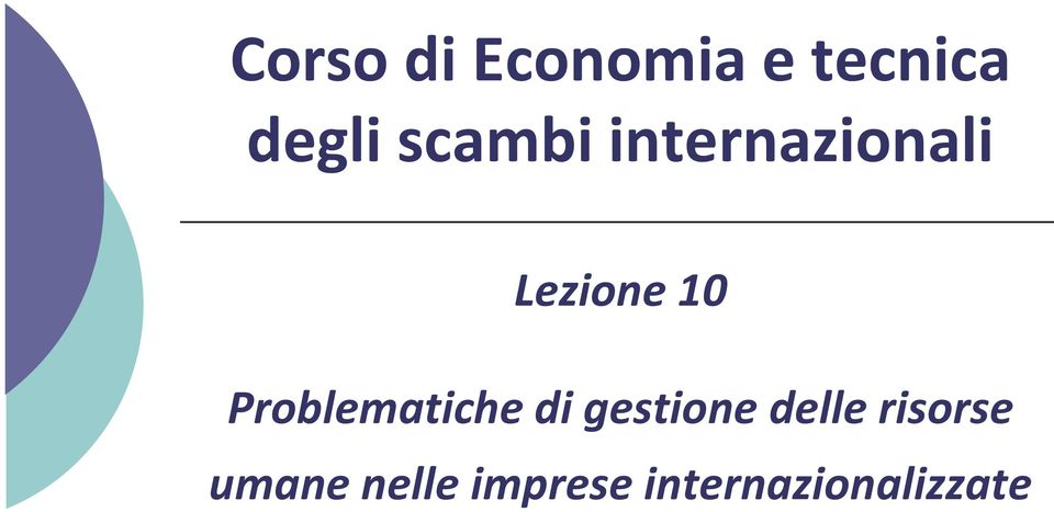 Problematiche di gestione delle