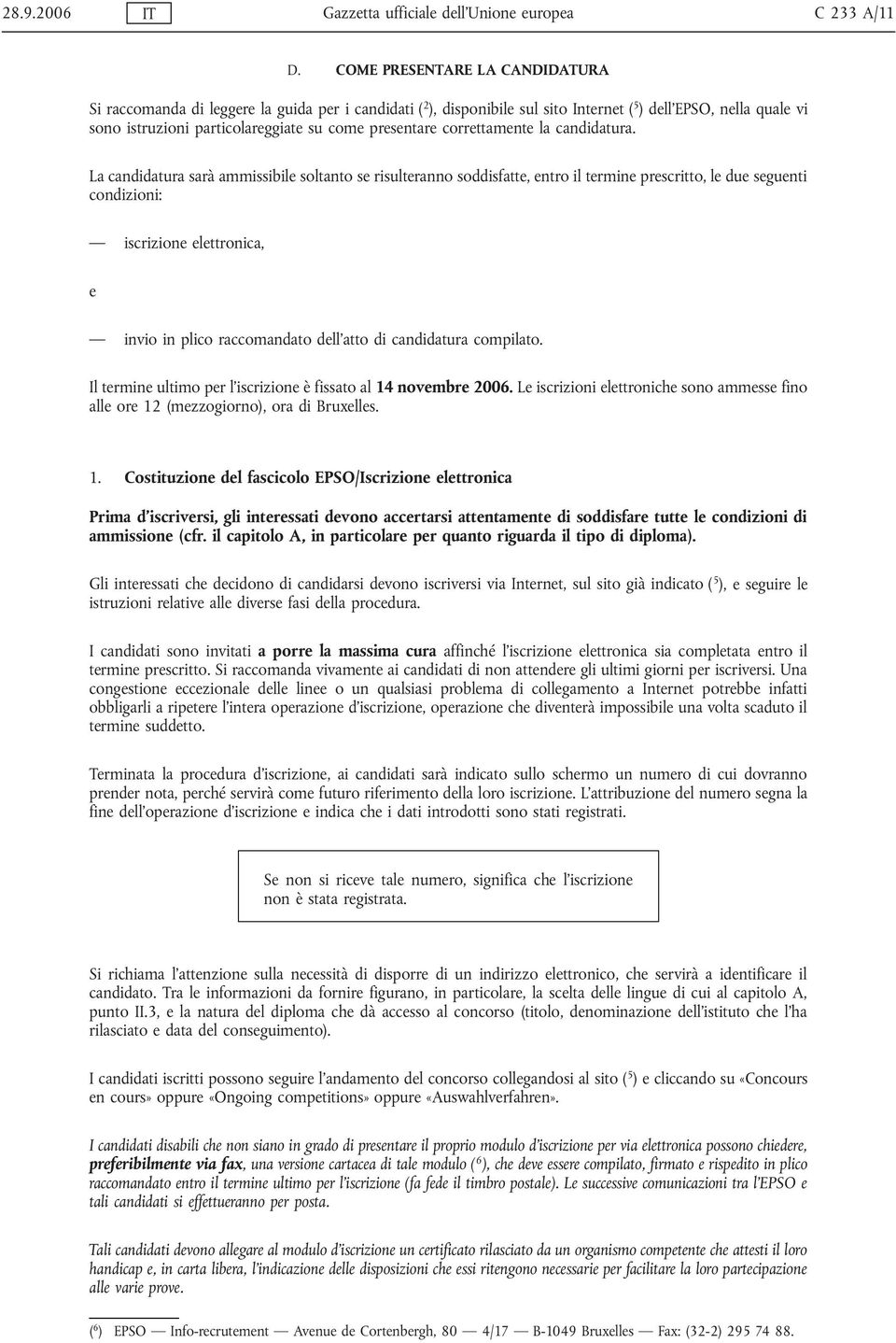 presentare correttamente la candidatura.