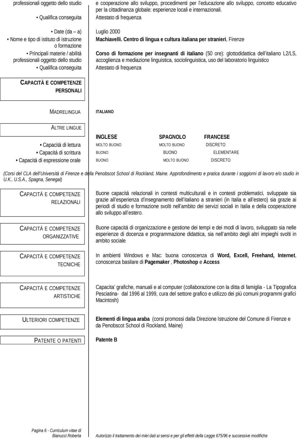 Centro di lingua e cultura italiana per stranieri, Firenze Corso di formazione per insegnanti di italiano (50 ore): glottodidattica dell italiano L2/LS, accoglienza e mediazione linguistica,