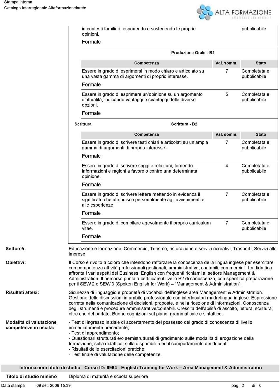 5 Completata e Scrittura Scrittura - B2 Essere in grado di scrivere testi chiari e articolati su un ampia gamma di argomenti di proprio interesse.