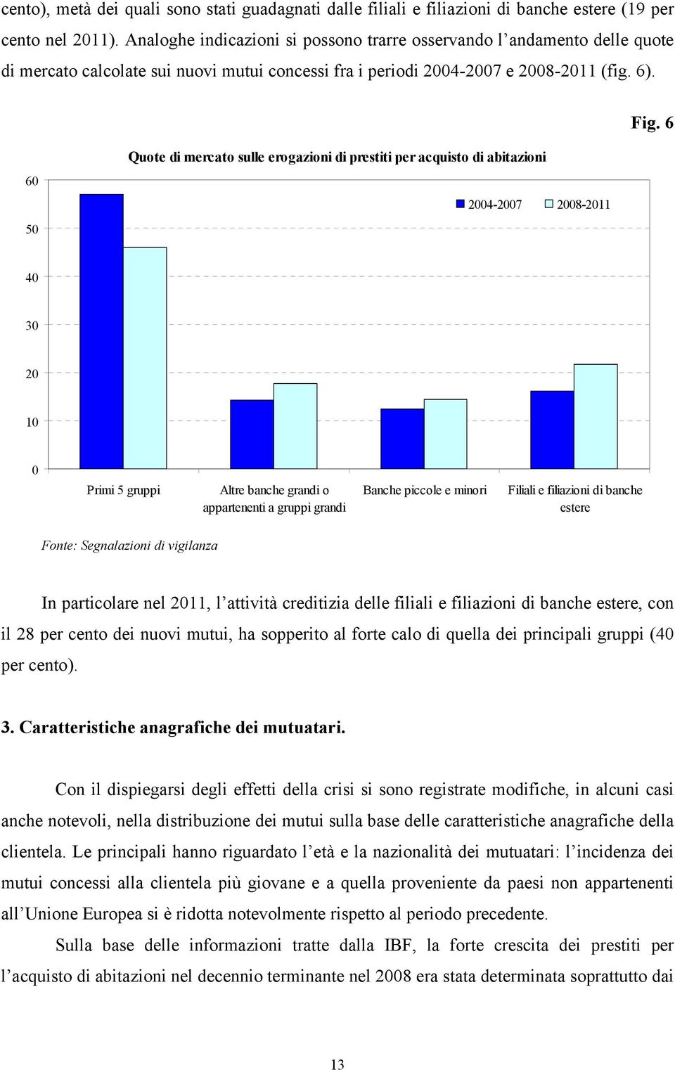 6 60 50 Quote di mercato sulle erogazioni di prestiti per acquisto di abitazioni 2004-2007 2008-2011 40 30 20 10 0 Primi 5 gruppi Altre banche grandi o appartenenti a gruppi grandi Banche piccole e