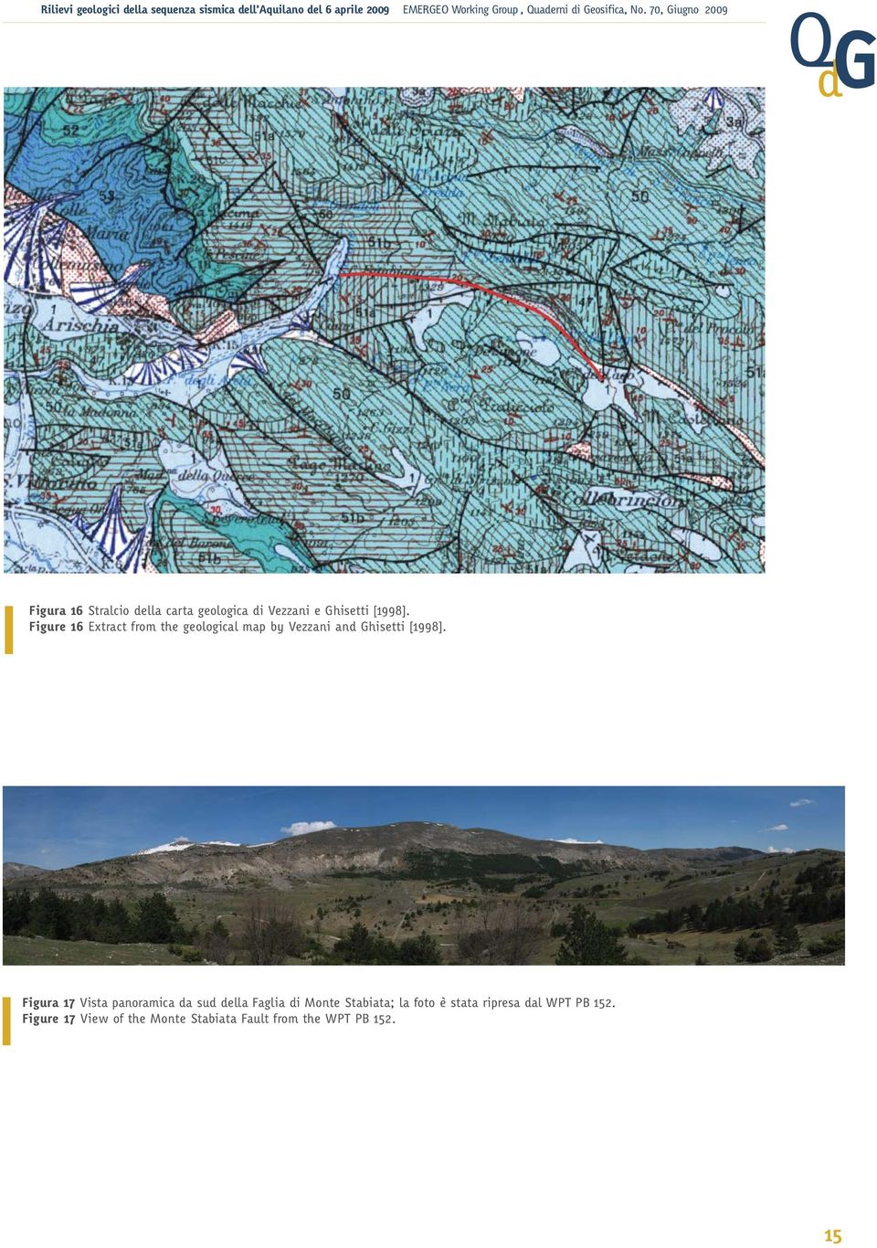 Figura 17 Vista panoramica da sud della Faglia di Monte Stabiata; la foto è