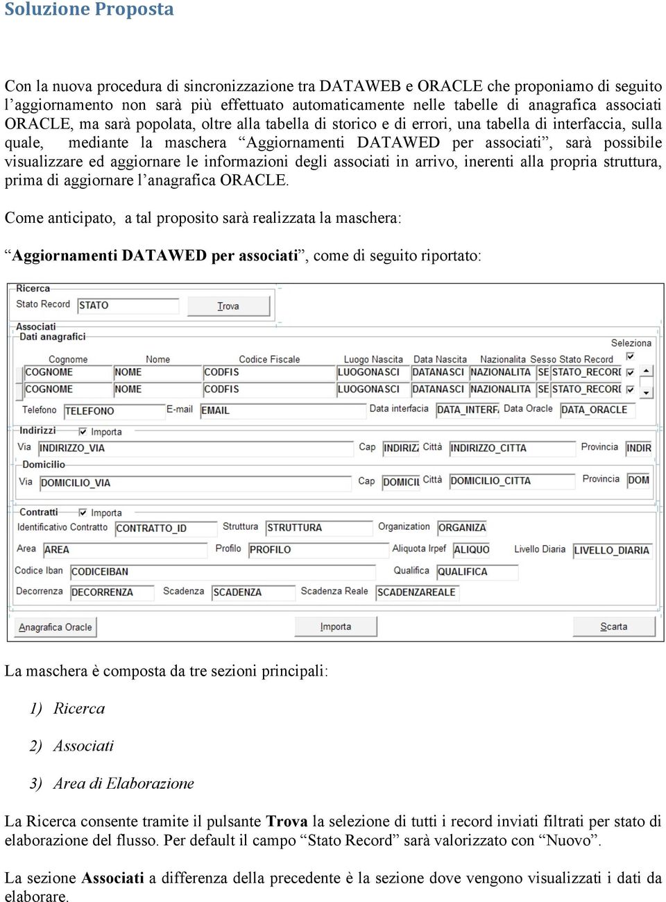 visualizzare ed aggiornare le informazioni degli associati in arrivo, inerenti alla propria struttura, prima di aggiornare l anagrafica ORACLE.