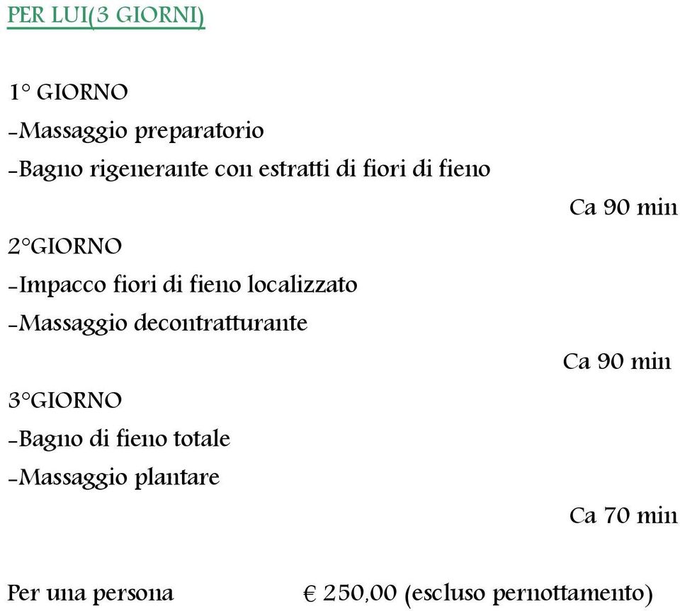 decontratturante 3 GIORNO -Bagno di fieno totale -Massaggio plantare Ca