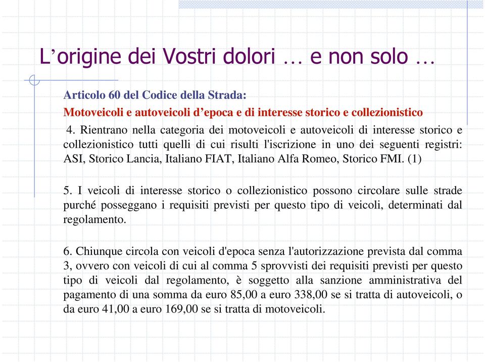 FIAT, Italiano Alfa Romeo, Storico FMI. (1) 5.