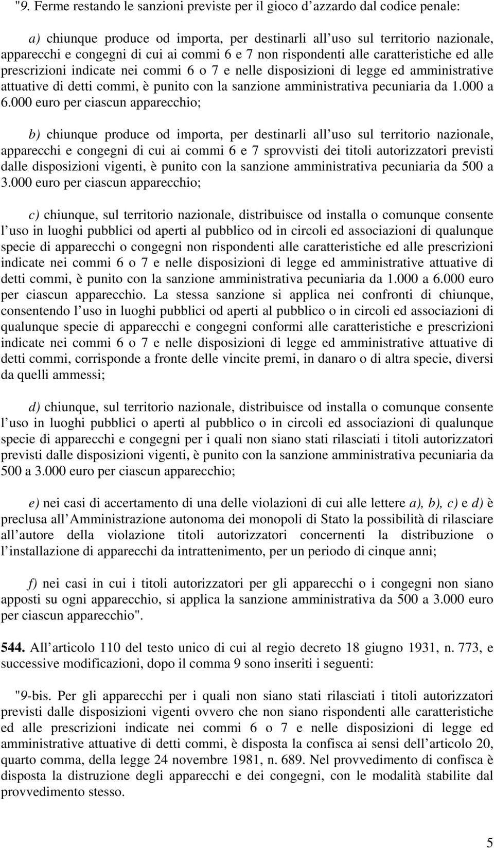 amministrativa pecuniaria da 1.000 a 6.