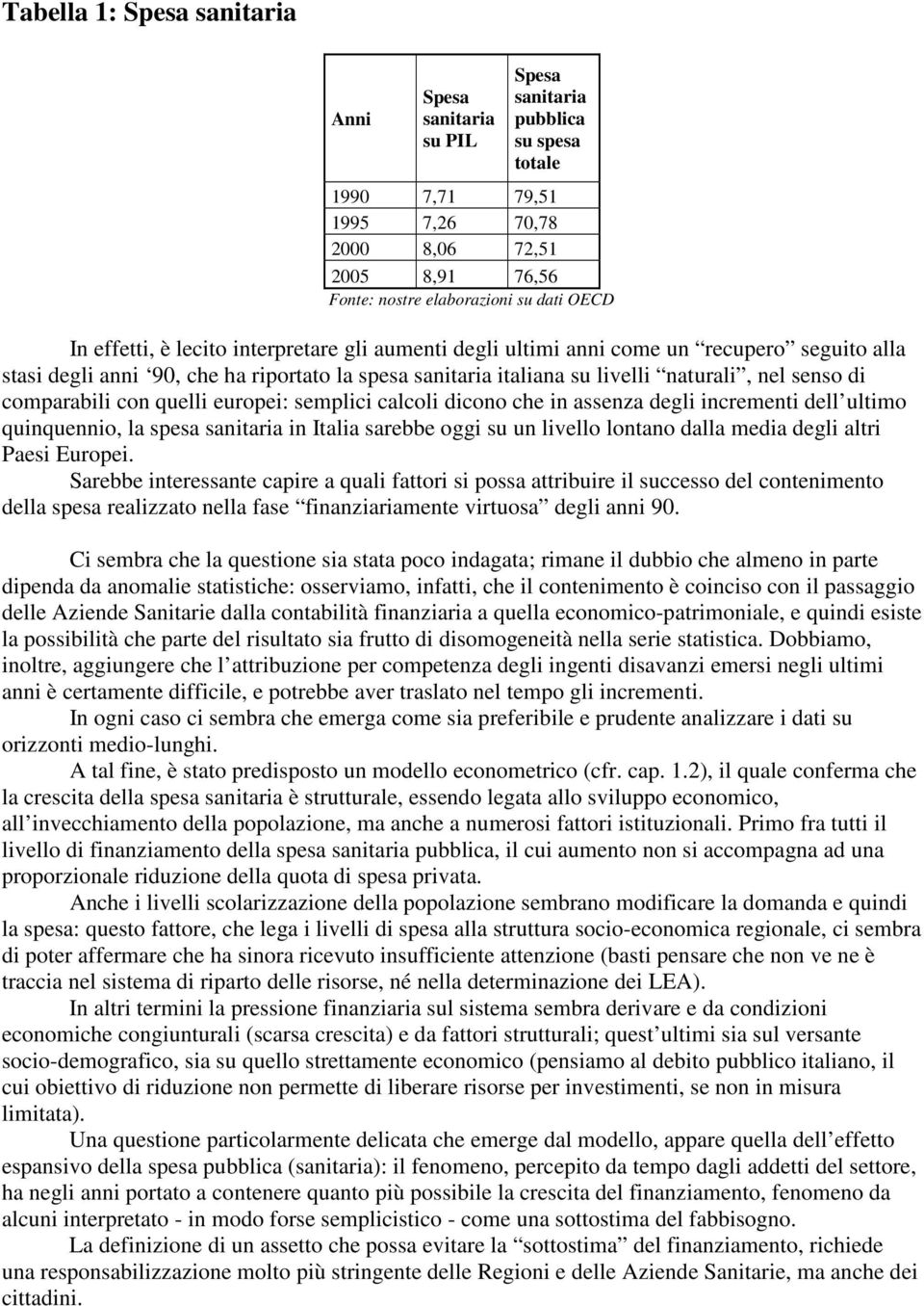 comparabili con quelli europei: semplici calcoli dicono che in assenza degli incrementi dell ultimo quinquennio, la spesa sanitaria in Italia sarebbe oggi su un livello lontano dalla media degli