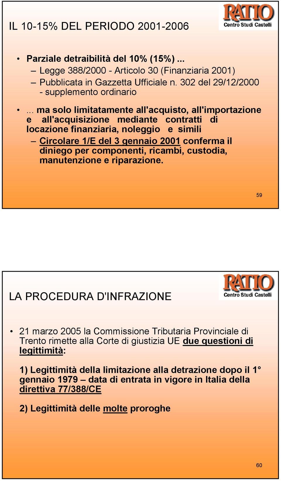 .. ma solo limitatamente all'acquisto, all'importazione e all'acquisizione mediante contratti di locazione finanziaria, noleggio e simili Circolare 1/E del 3 gennaio 2001 conferma il diniego per