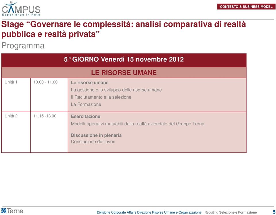 e la selezione La Formazione Unità 2 11.15-13.