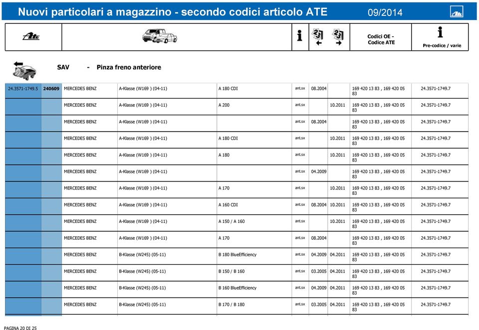 2011 169 420 13, 169 420 05 MERCEDES BENZ A-Klasse (W169 ) (04-11) A 180 ant.sx 10.2011 169 420 13, 169 420 05 MERCEDES BENZ A-Klasse (W169 ) (04-11) ant.sx 04.