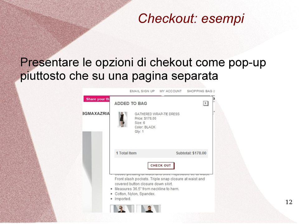 chekout come pop-up