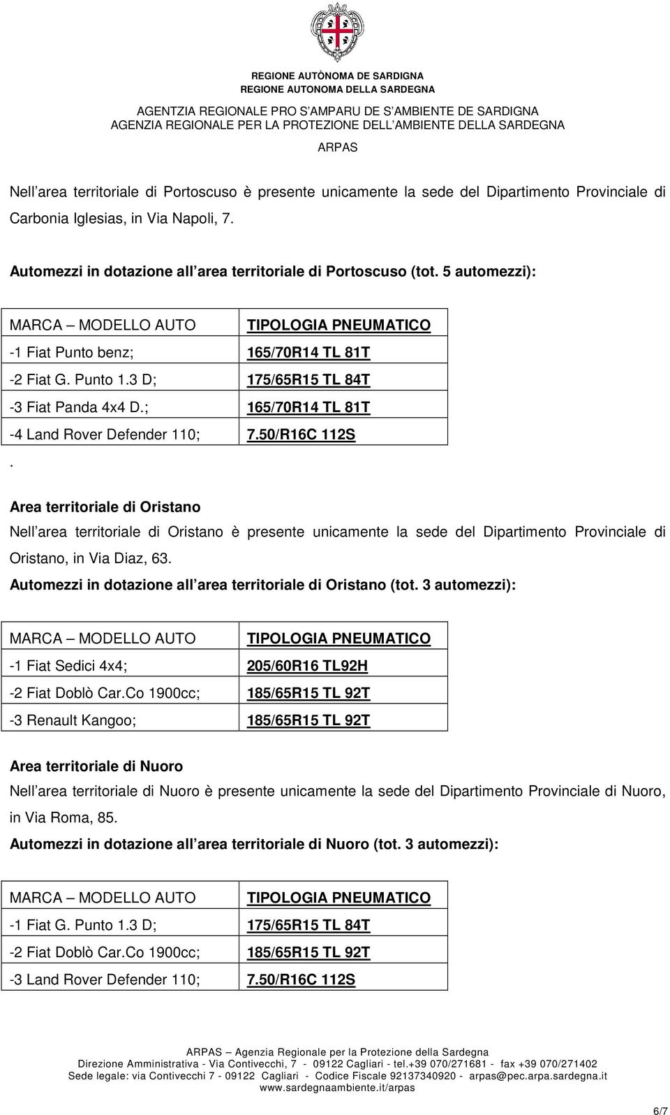 Area territoriale di Oristano Nell area territoriale di Oristano è presente unicamente la sede del Dipartimento Provinciale di Oristano, in Via Diaz, 63.