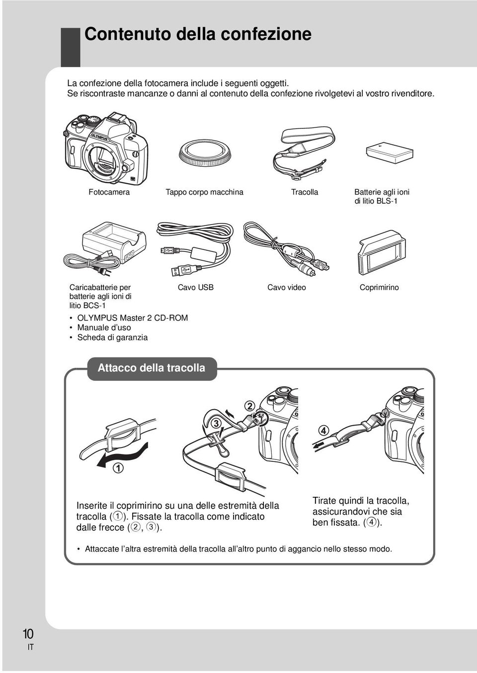 Fotocamera Tappo corpo macchina Tracolla Batterie agli ioni di litio BLS-1 Caricabatterie per Cavo USB Cavo video Coprimirino batterie agli ioni di litio BCS-1 OLYMPUS Master 2