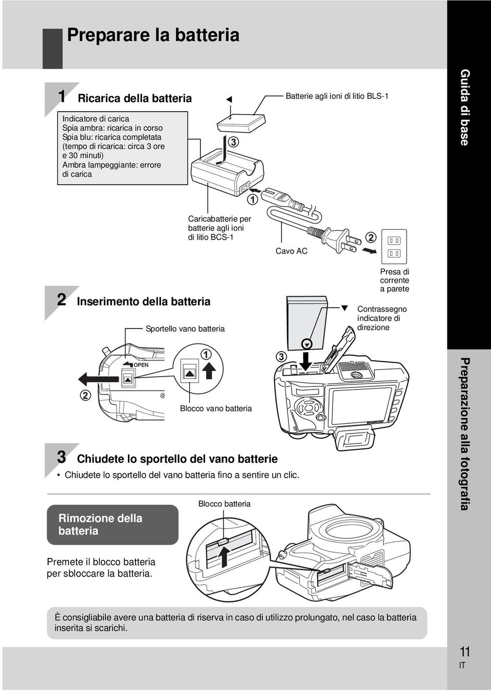 parete Contrassegno indicatore di direzione 3 Chiudete lo sportello del vano batterie Chiudete lo sportello del vano batteria fino a sentire un clic.