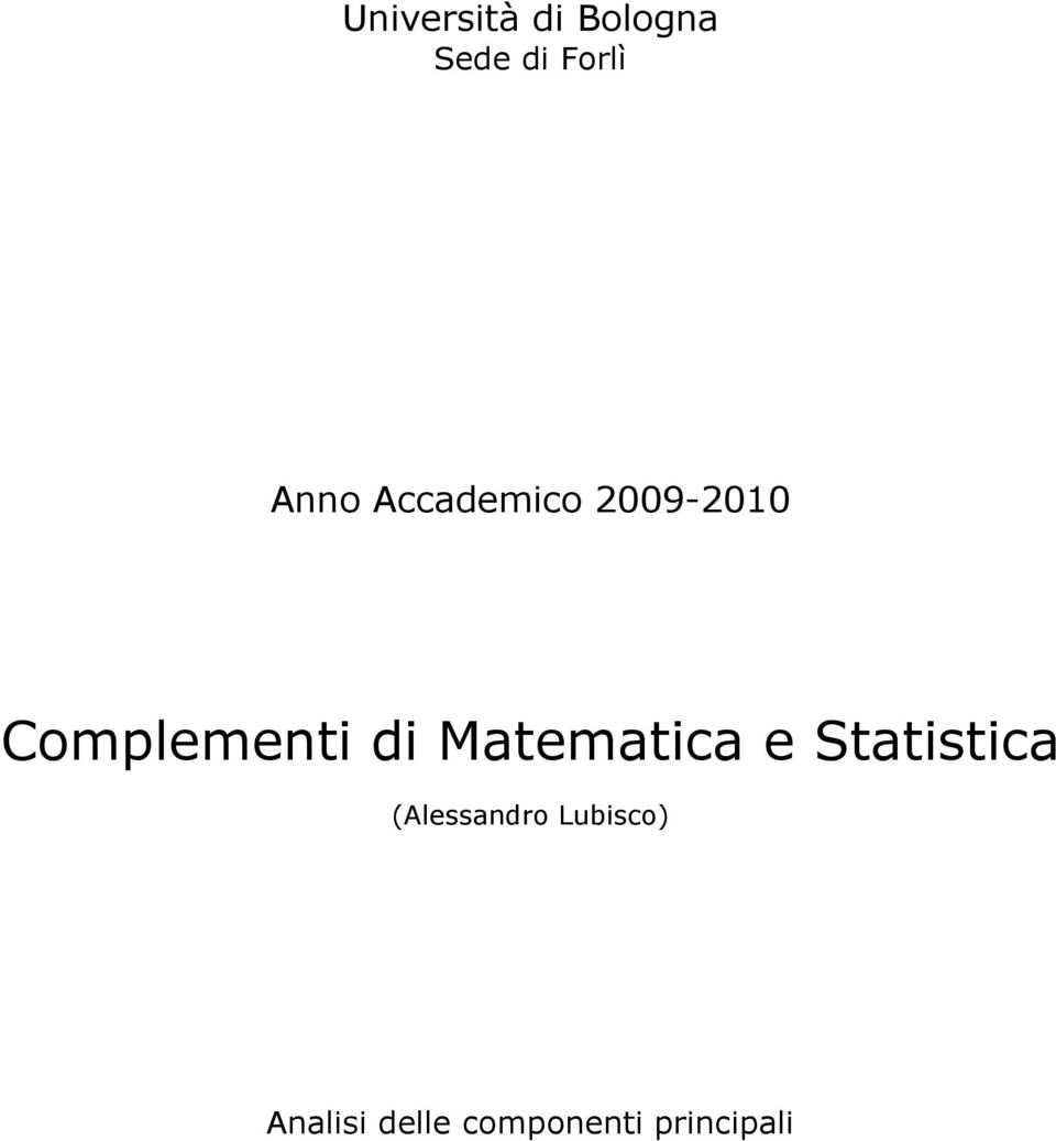 Matematica e Statistica (Alessadro