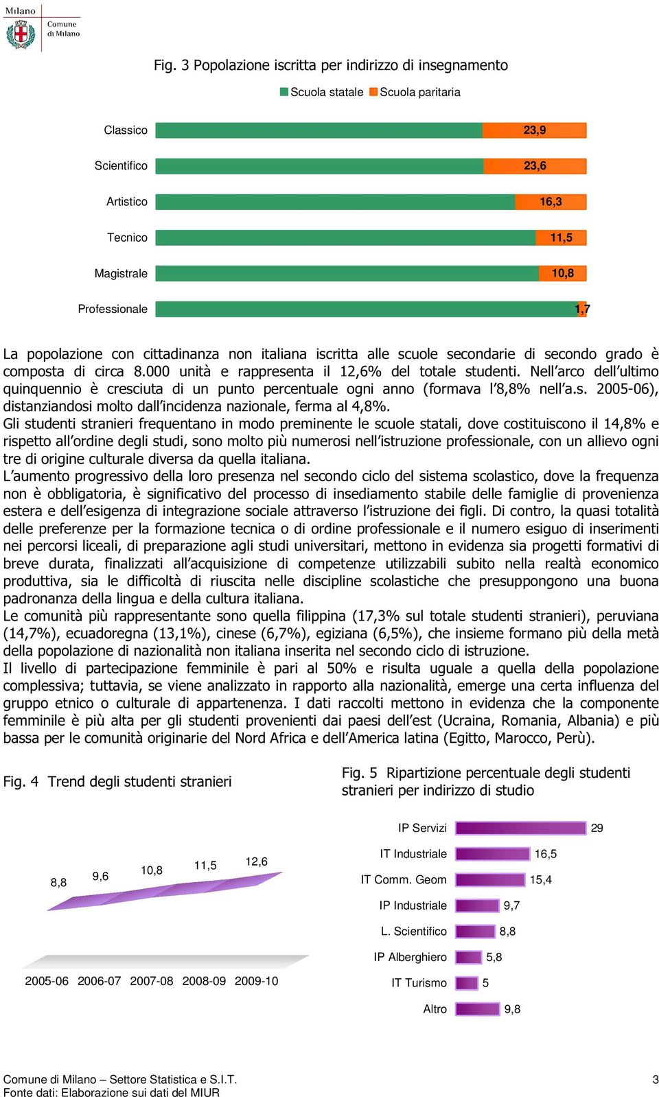 Nell arco dell ultimo quinquennio è cresciuta di un punto percentuale ogni anno (formava l 8,8% nell a.s. 2005-06), distanziandosi molto dall incidenza nazionale, ferma al 4,8%.