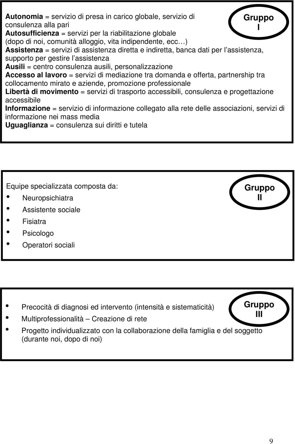 = servizi di mediazione tra domanda e offerta, partnership tra collocamento mirato e aziende, promozione professionale Libertà di movimento = servizi di trasporto accessibili, consulenza e