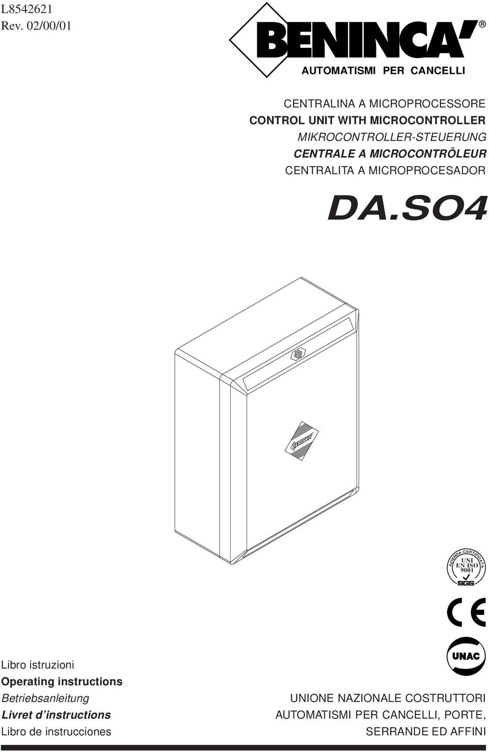 MIKROCONTROLLER-STEUERUNG CENTRALE A MICROCONTRÔLEUR CENTRALITA A MICROPROCESADOR DA.