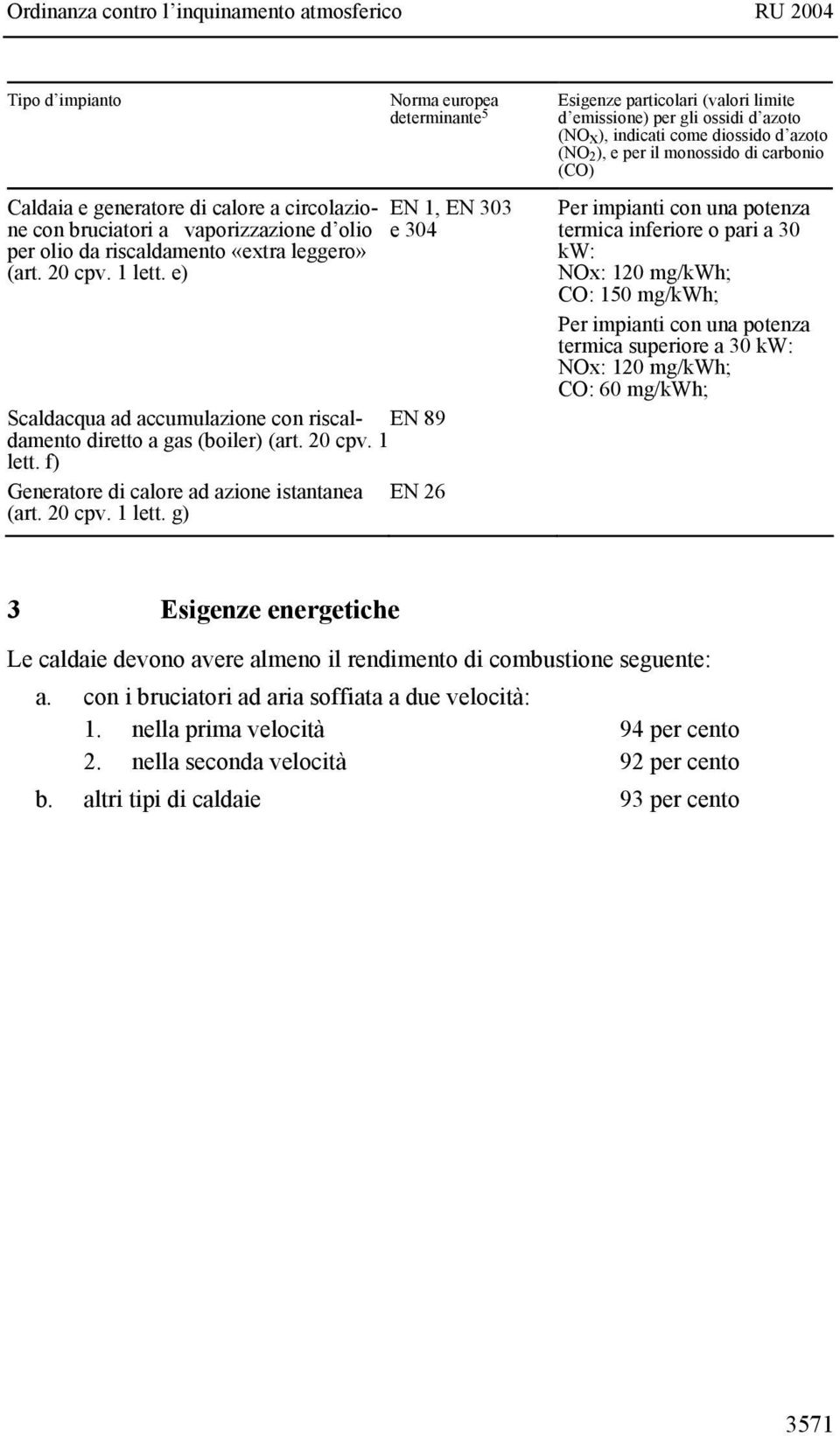 f) Generatore di calore ad azione istantanea EN 26 (art. 20 cpv. 1 lett.