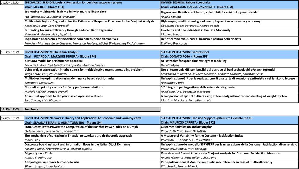 the!Estimate!of!Response!Functions!in!the!Conjoint!Analysis Amedeo!De!Luca,!Sara!Ciapparelli Estimating!Technical!Efficiency!through!Reduced!Rank!Regression Valentini!P.,!Fontanella!L.,!Ippoliti!L. Logit"based!