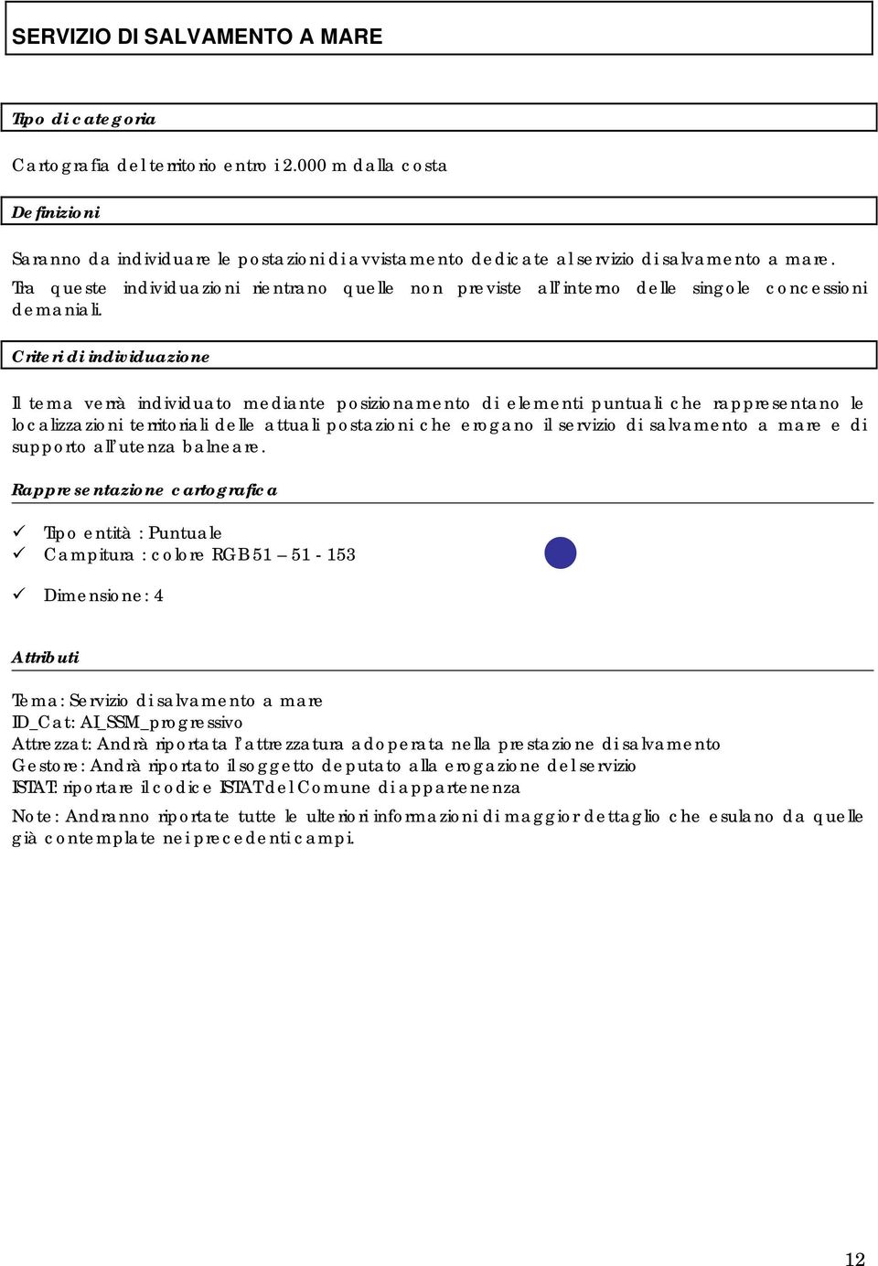 Criteri di individuazione Il tema verrà individuato mediante posizionamento di elementi puntuali che rappresentano le localizzazioni territoriali delle attuali postazioni che erogano il servizio di