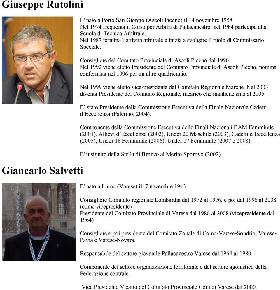 Nel 1987 termina l attività arbitrale e inizia a svolgere il ruolo di Commissario Speciale. Consigliere del Comitato Provinciale di Ascoli Piceno dal 1990.