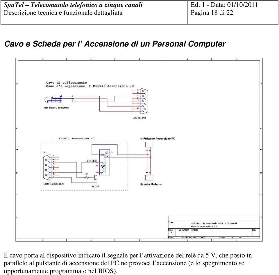 da 5 V, che posto in parallelo al pulstante di accensione del PC ne