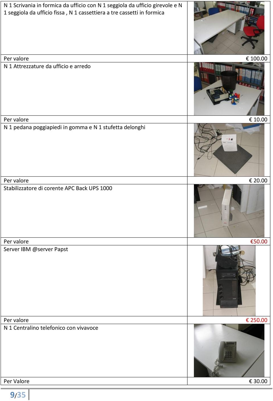 00 N 1 pedana poggiapiedi in gomma e N 1 stufetta delonghi Per valore 20.