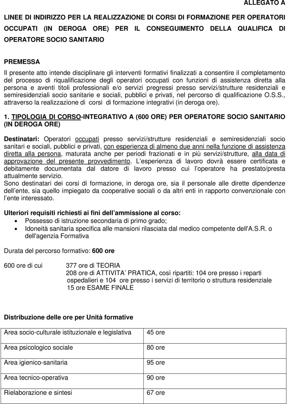 e aventi titoli professionali e/o servizi pregressi presso servizi/strutture residenziali e semiresidenziali socio sanitarie e sociali, pubblici e privati, nel percorso di qualificazione O.S.