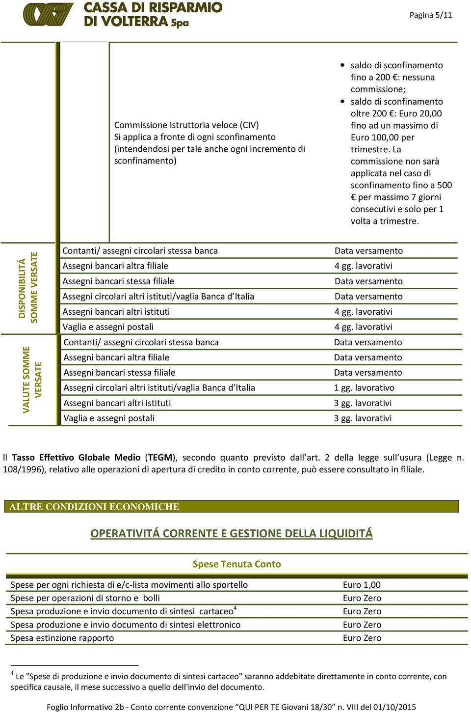 La commissione non sarà applicata nel caso di sconfinamento fino a 500 per massimo 7 giorni consecutivi e solo per 1 volta a trimestre.