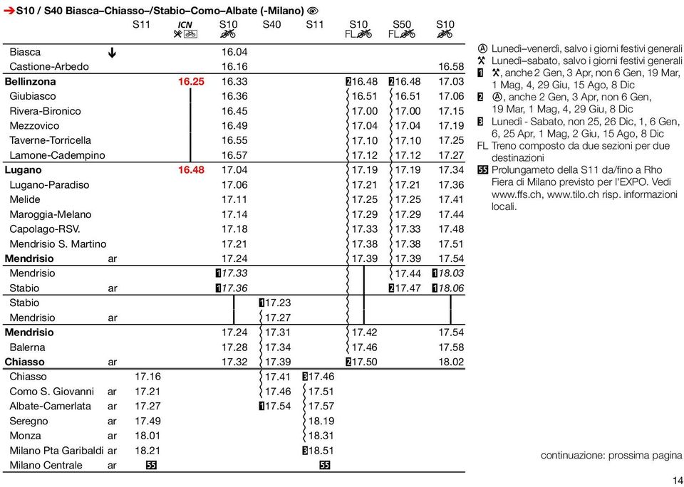 12 17.27 Lugano 16.48 17.04 i 17.19 i 17.19 17.34 Lugano-Paradiso 17.06 i 17.21 i 17.21 17.36 Melide 17.11 i 17.25 i 17.25 17.41 Maroggia-Melano 17.14 i 17.29 i 17.29 17.44 Capolago-RSV. 17.18 i 17.