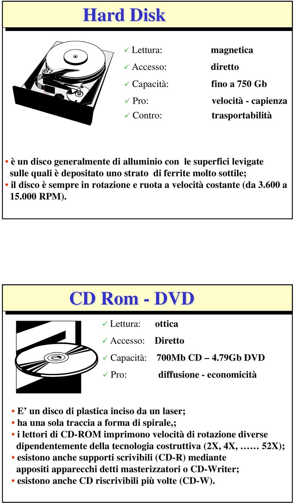 CD Rom - DVD Lettura: ottica Accesso: Diretto Capacità: 700Mb CD 4.