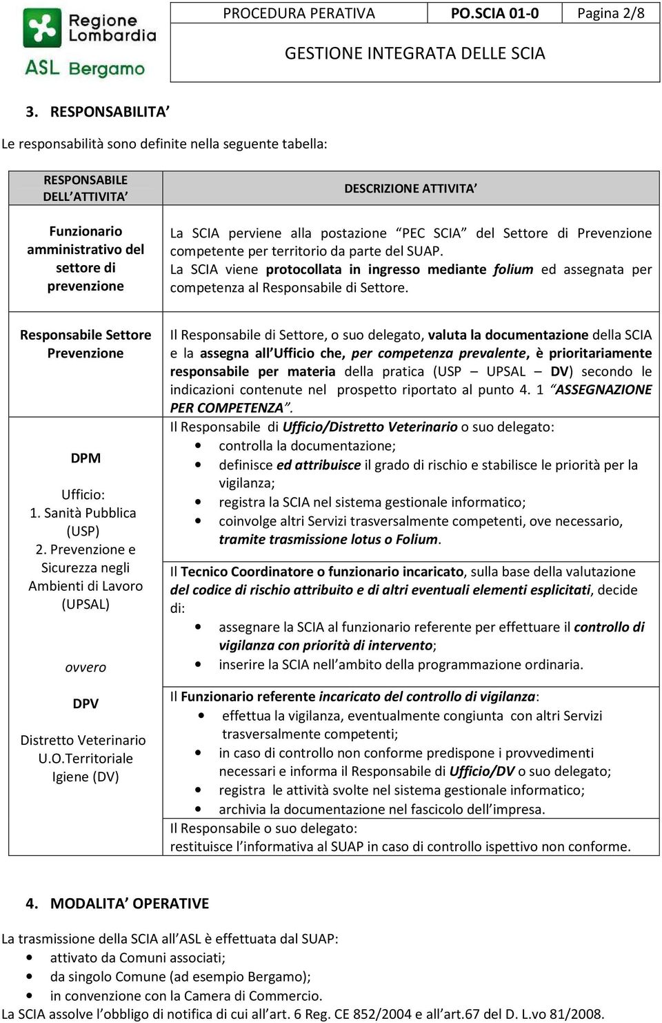 postazione PEC SCIA del Settore di Prevenzione competente per territorio da parte del SUAP.