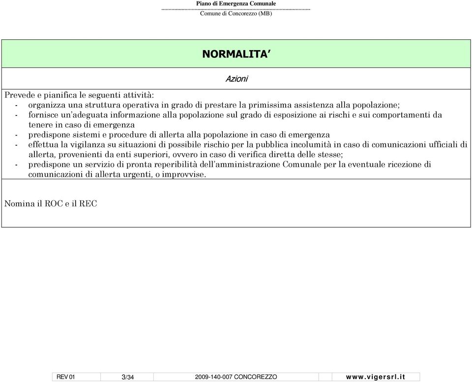 vigilanza su situazioni di possibile rischio per la pubblica incolumità in caso di comunicazioni ufficiali di allerta, provenienti da enti superiori, ovvero in caso di verifica diretta delle stesse;