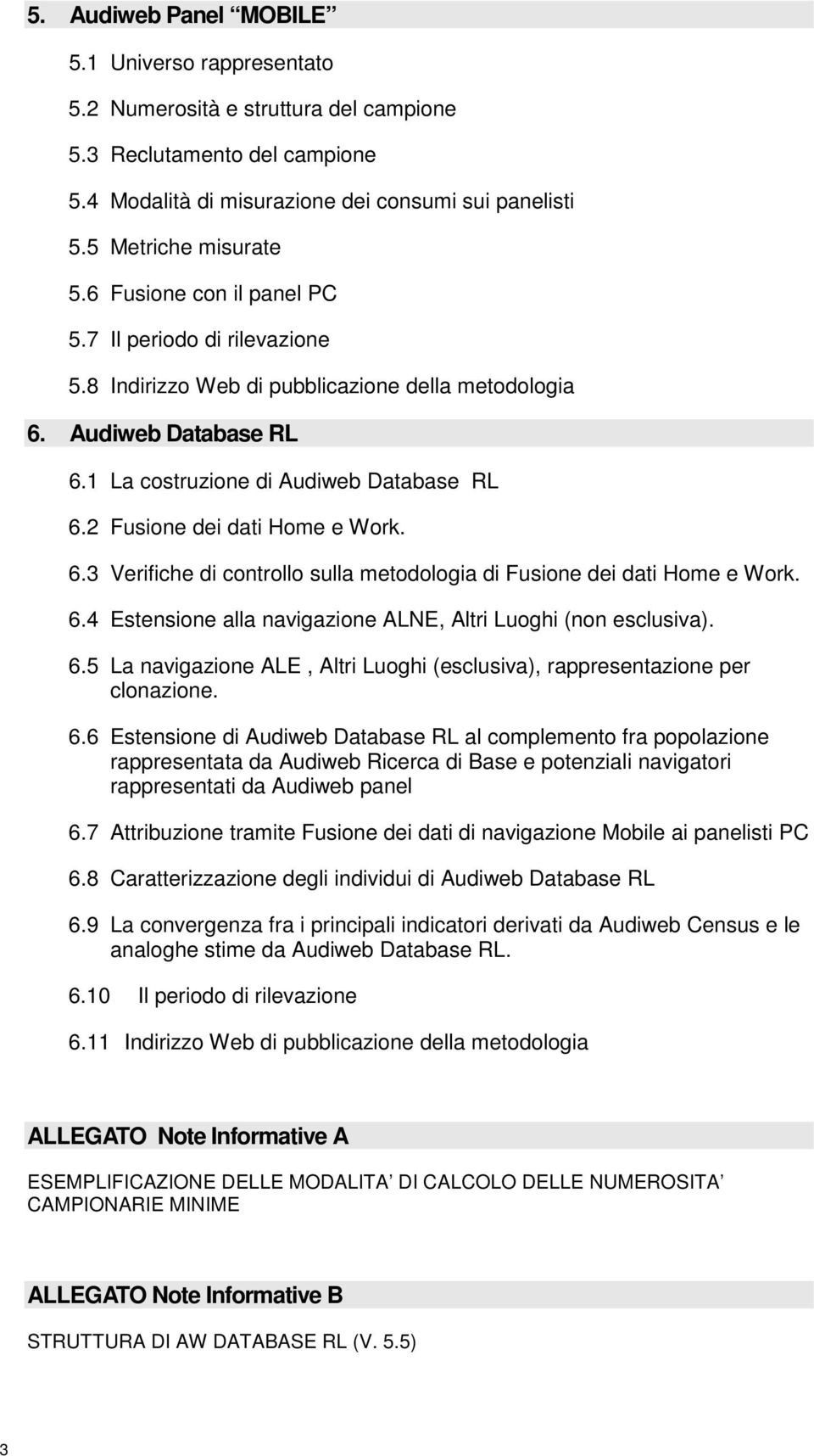 6.4 Estensine alla navigazine ALNE, Altri Lughi (nn esclusiva). 6.