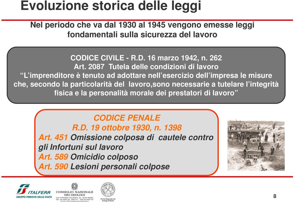 2087 Tutela delle condizioni di lavoro L imprenditore è tenuto ad adottare nell esercizio dell impresa le misure che, secondo la particolarità del