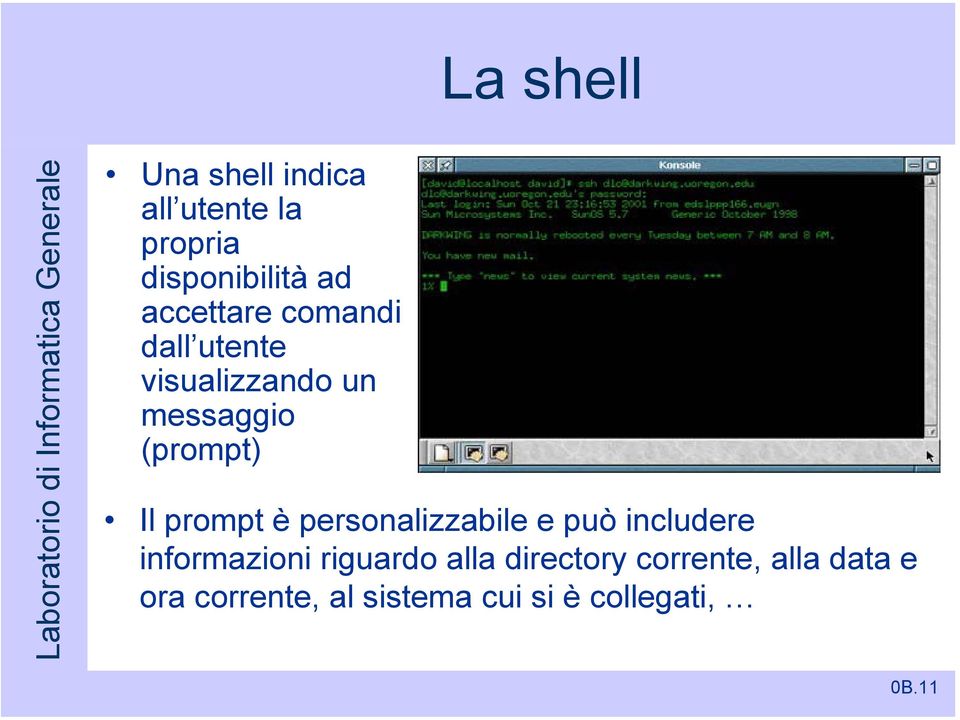 prompt è personalizzabile e può includere informazioni riguardo alla