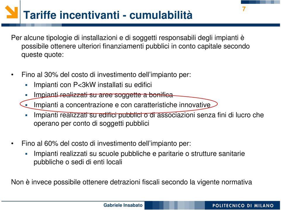 e con caratteristiche innovative Impianti realizzati su edifici pubblici o di associazioni senza fini di lucro che operano per conto di soggetti pubblici Fino al 60% del costo di investimento