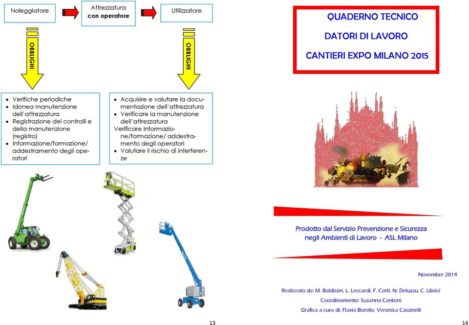 manutenzione dell attrezzatura Verificare Informazione/formazione/ addestramento degli operatori Valutare il rischio di interferenze Prodotto dal Servizio Prevenzione e Sicurezza negli Ambienti