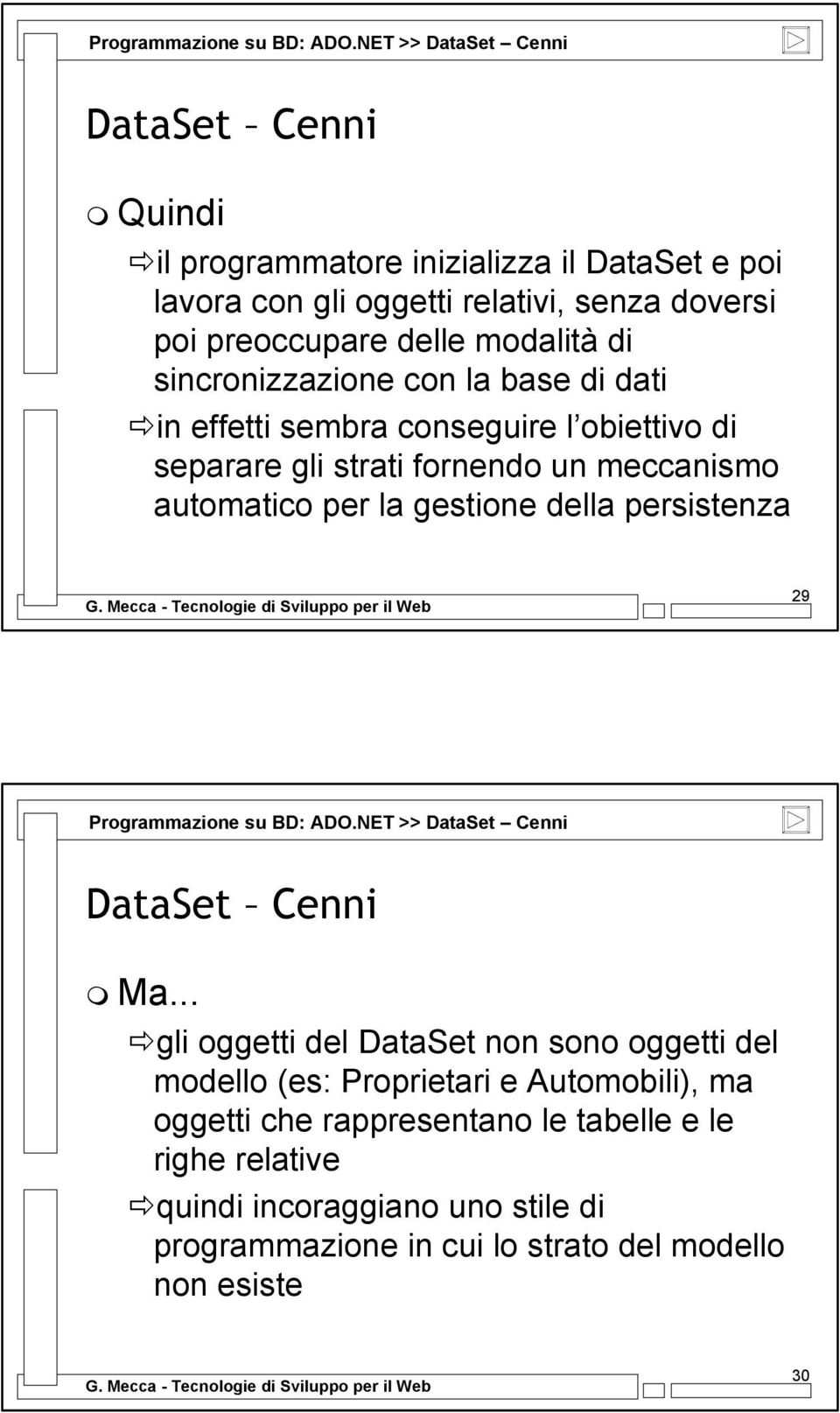 di sincronizzazione con la base di dati in effetti sembra conseguire l obiettivo di separare gli strati fornendo un meccanismo automatico per la gestione della