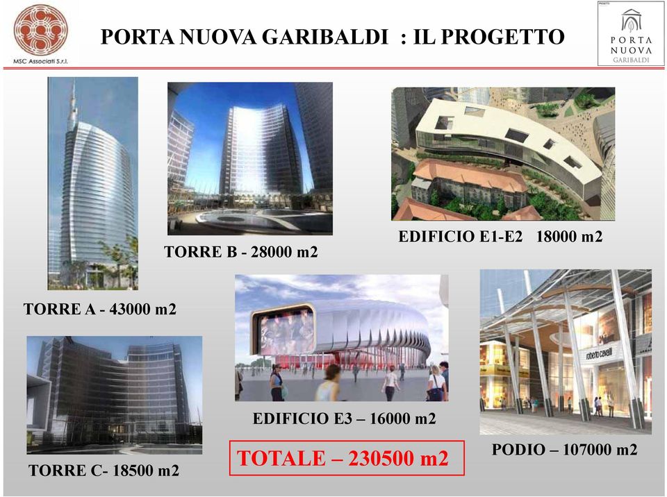 A - 43000 m2 TORRE C- 18500 m2 EDIFICIO E3