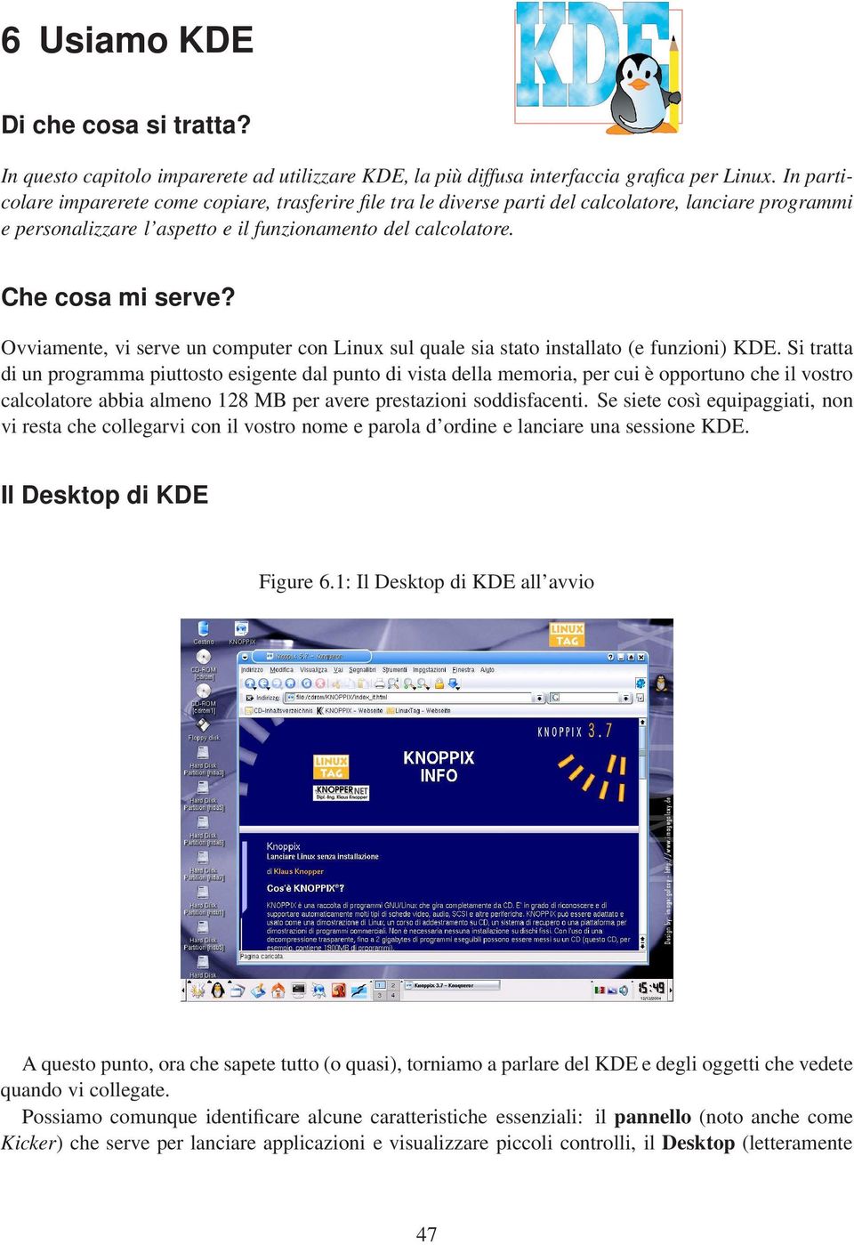 Ovviamente, vi serve un computer con Linux sul quale sia stato installato (e funzioni) KDE.