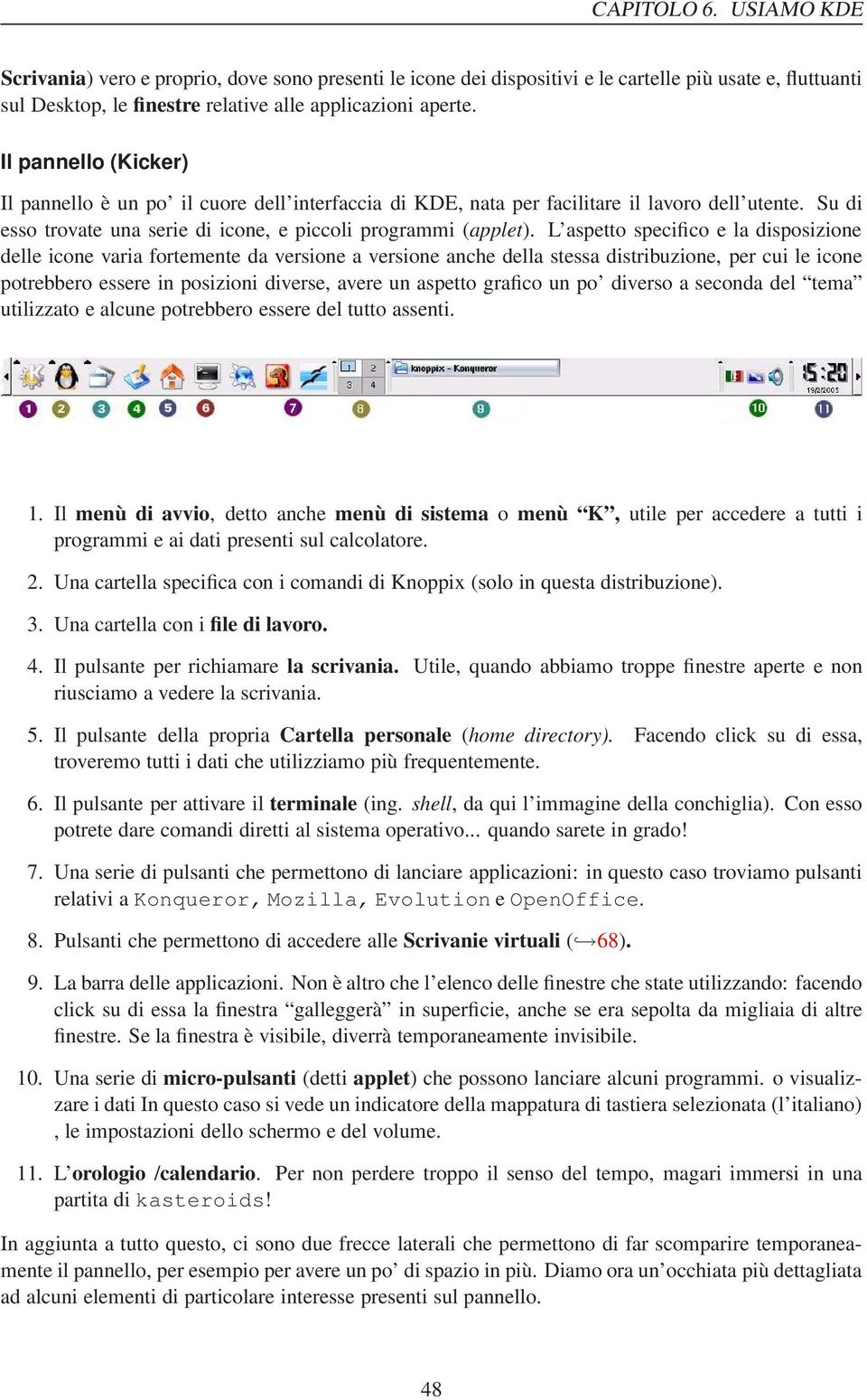 L aspetto specifico e la disposizione delle icone varia fortemente da versione a versione anche della stessa distribuzione, per cui le icone potrebbero essere in posizioni diverse, avere un aspetto