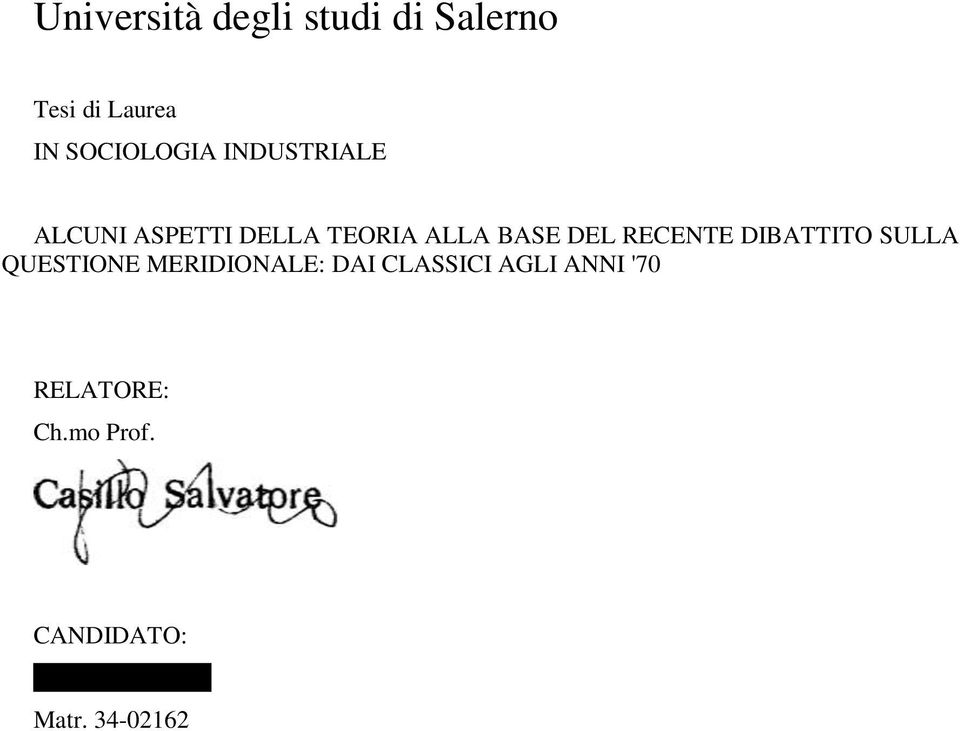 DIBATTITO SULLA QUESTIONE MERIDIONALE: DAI CLASSICI AGLI ANNI