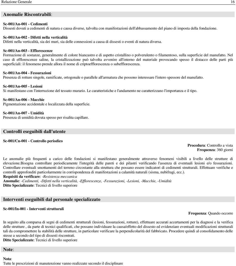 Sc-001/An-003 - Efflorescenze Formazione di sostanze, generalmente di colore biancastro e di aspetto cristallino o polverulento o filamentoso, sulla superficie del manufatto.