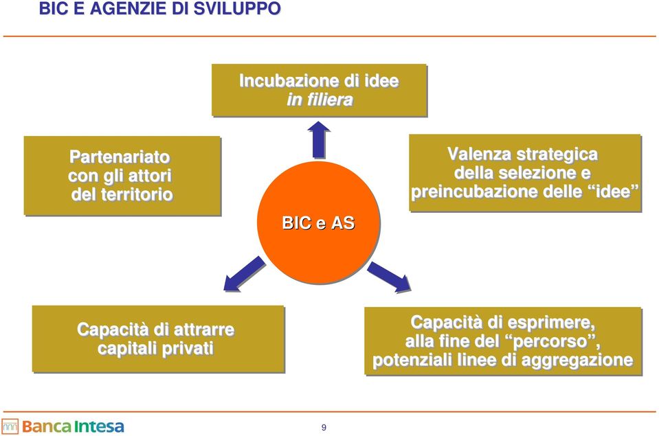 selezione e preincubazione delle idee Capacità di attrarre capitali