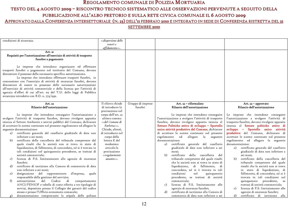 Le imprese che intendono effettuare trasporti funebri, in connessione con l esercizio di attività di onoranze funebri, devono dimostrare di essere in possesso delle necessarie autorizzazioni all